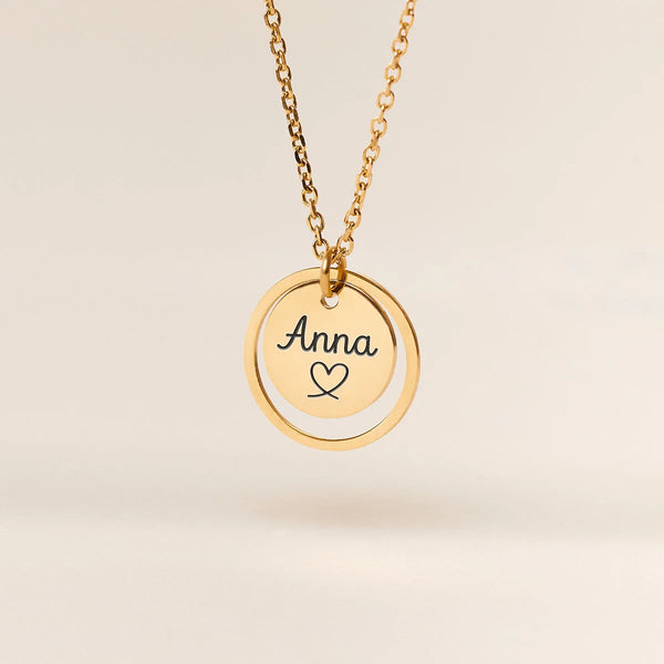 Collier médaille et cercle à personnaliser - Doré
