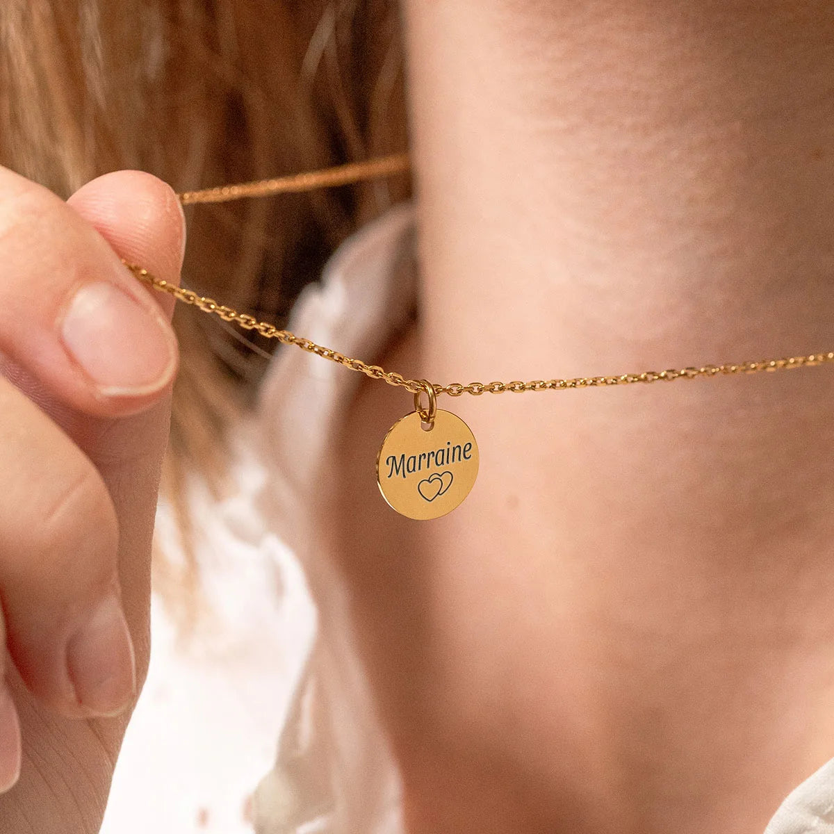 Collier médaille à personnaliser - Doré