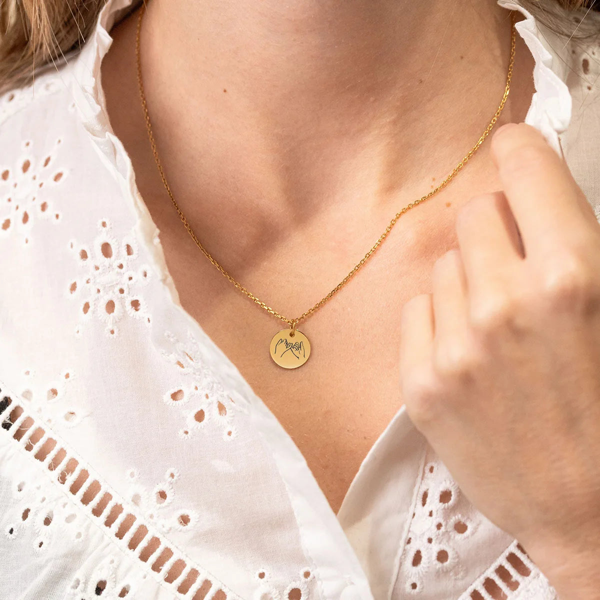 Collier médaille à personnaliser - Doré