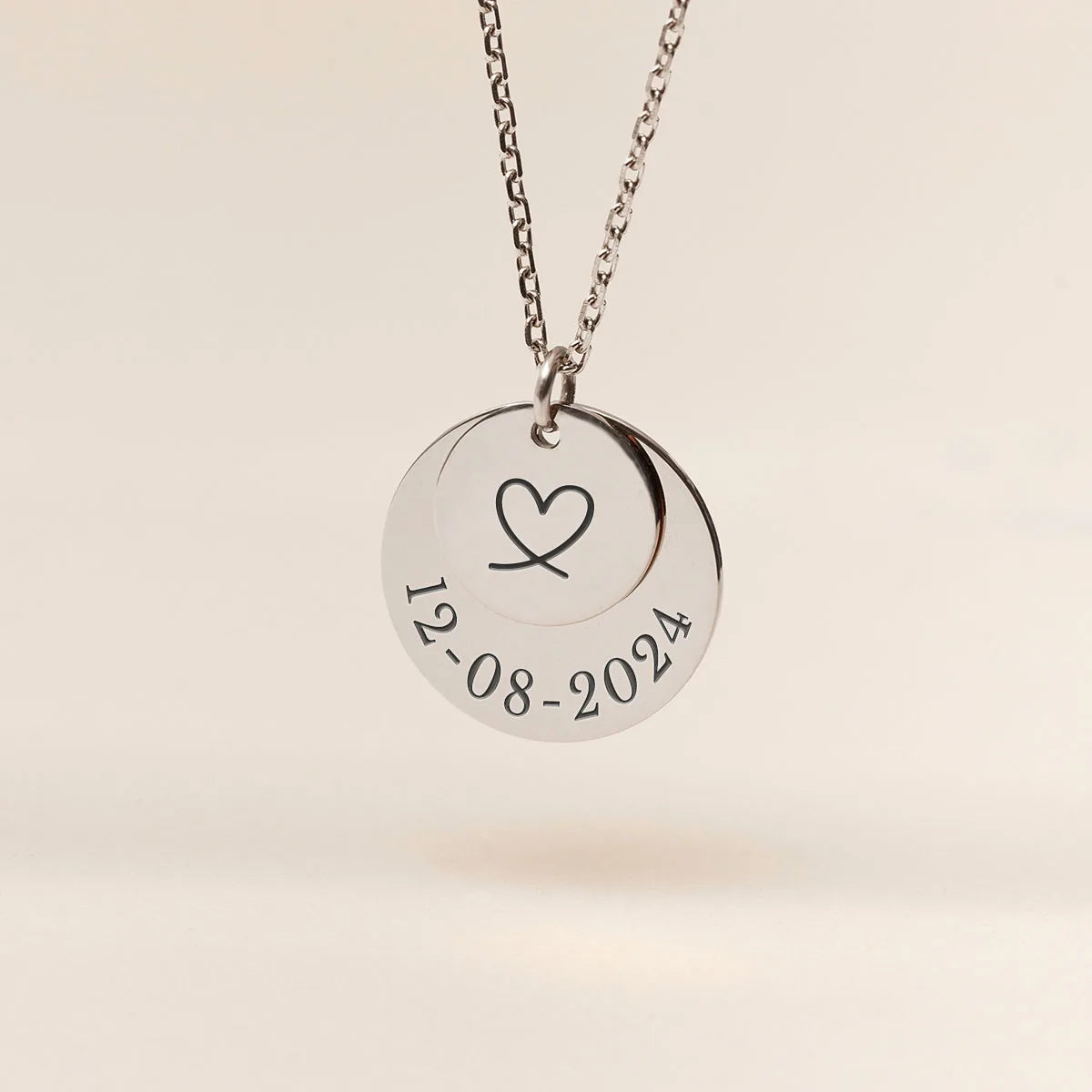 Collier duo de médailles à personnaliser - Acier