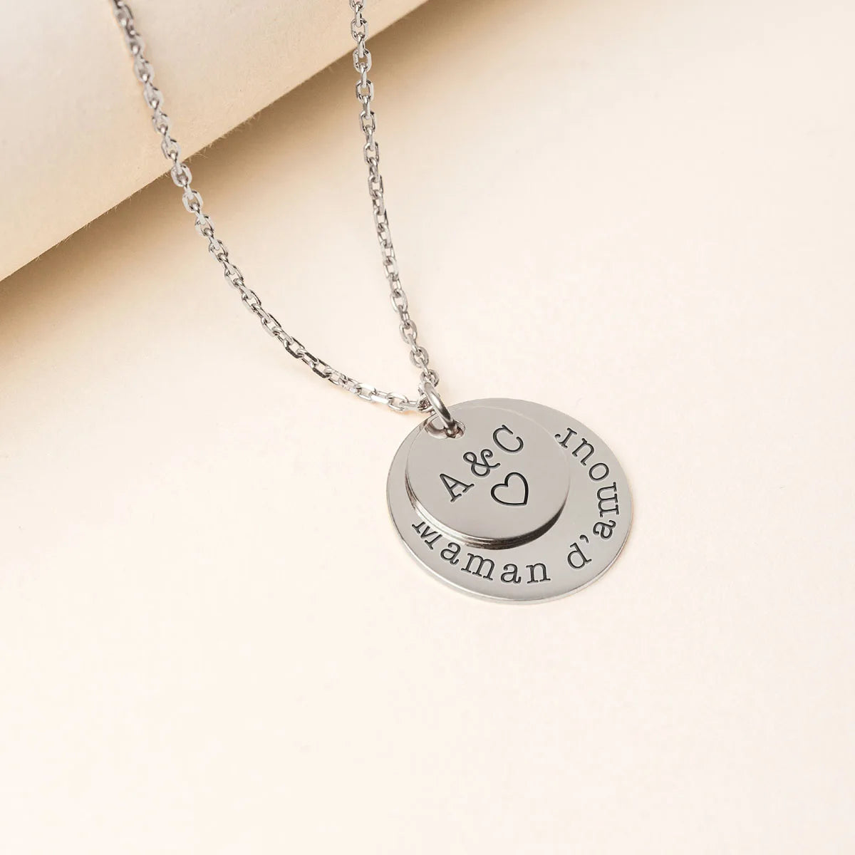 Collier duo de médailles à personnaliser - Acier