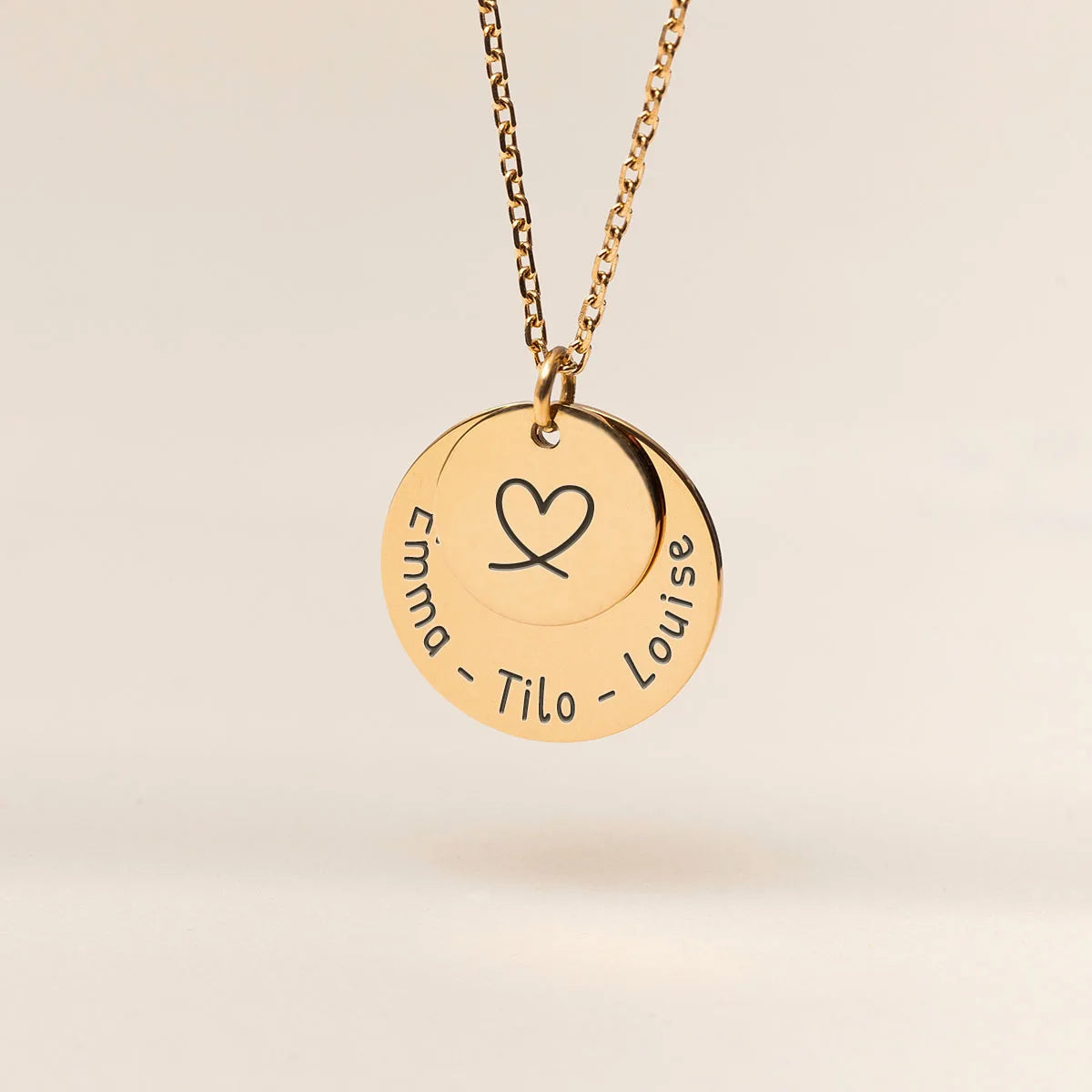 Collier duo de médailles à personnaliser - Doré