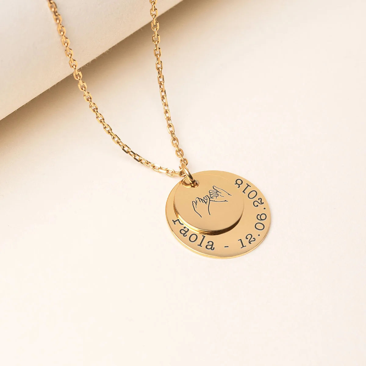 Collier duo de médailles à personnaliser - Doré