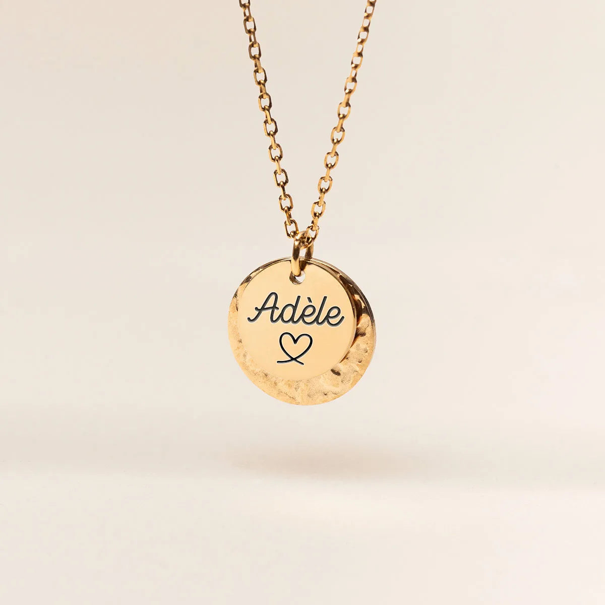 Collier médaille à personnaliser - Doré