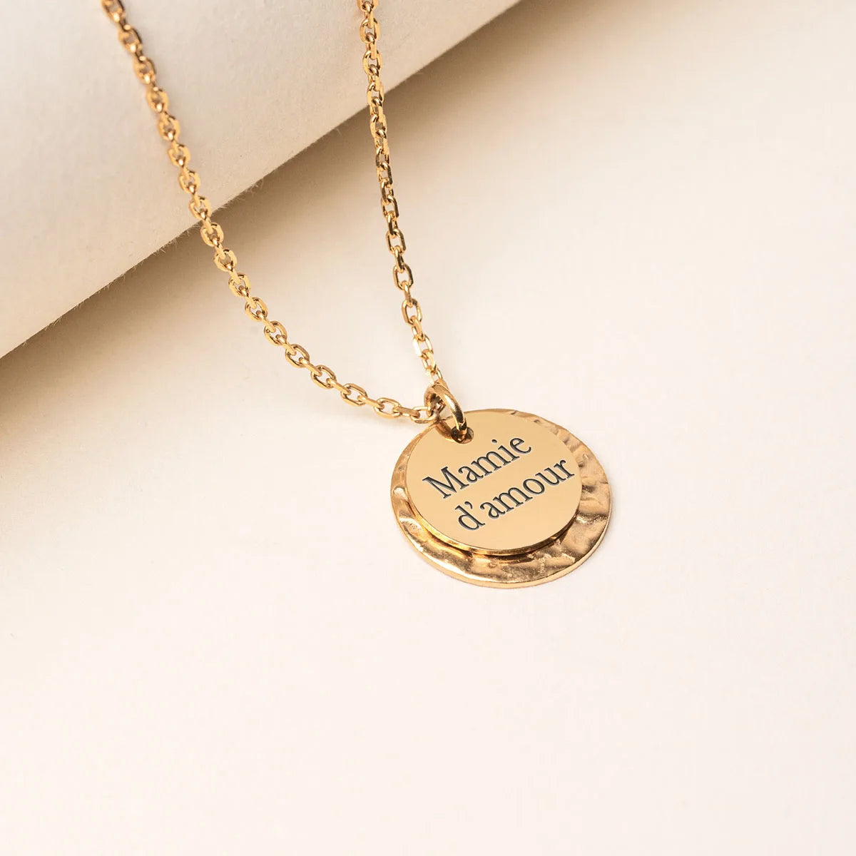 Collier médaille à personnaliser - Doré