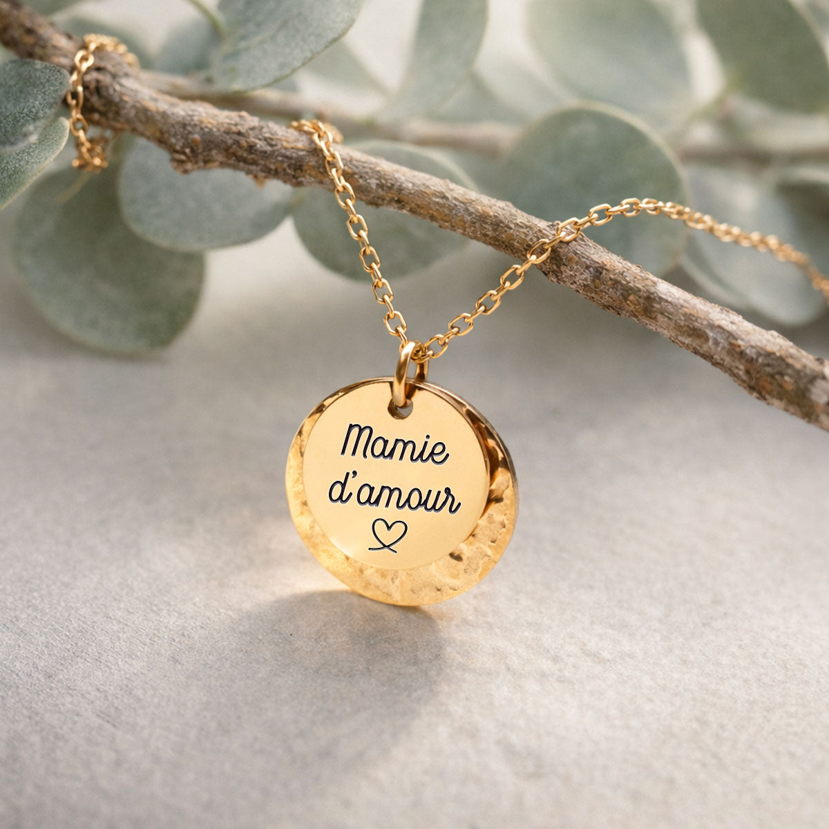 Collier médaille à personnaliser - Doré