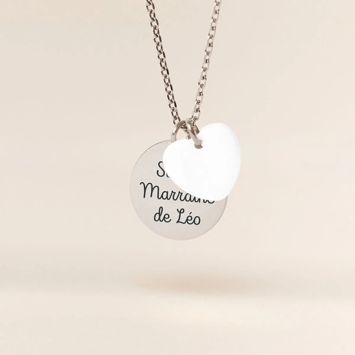 Collier médaille avec nacre à personnaliser - Acier