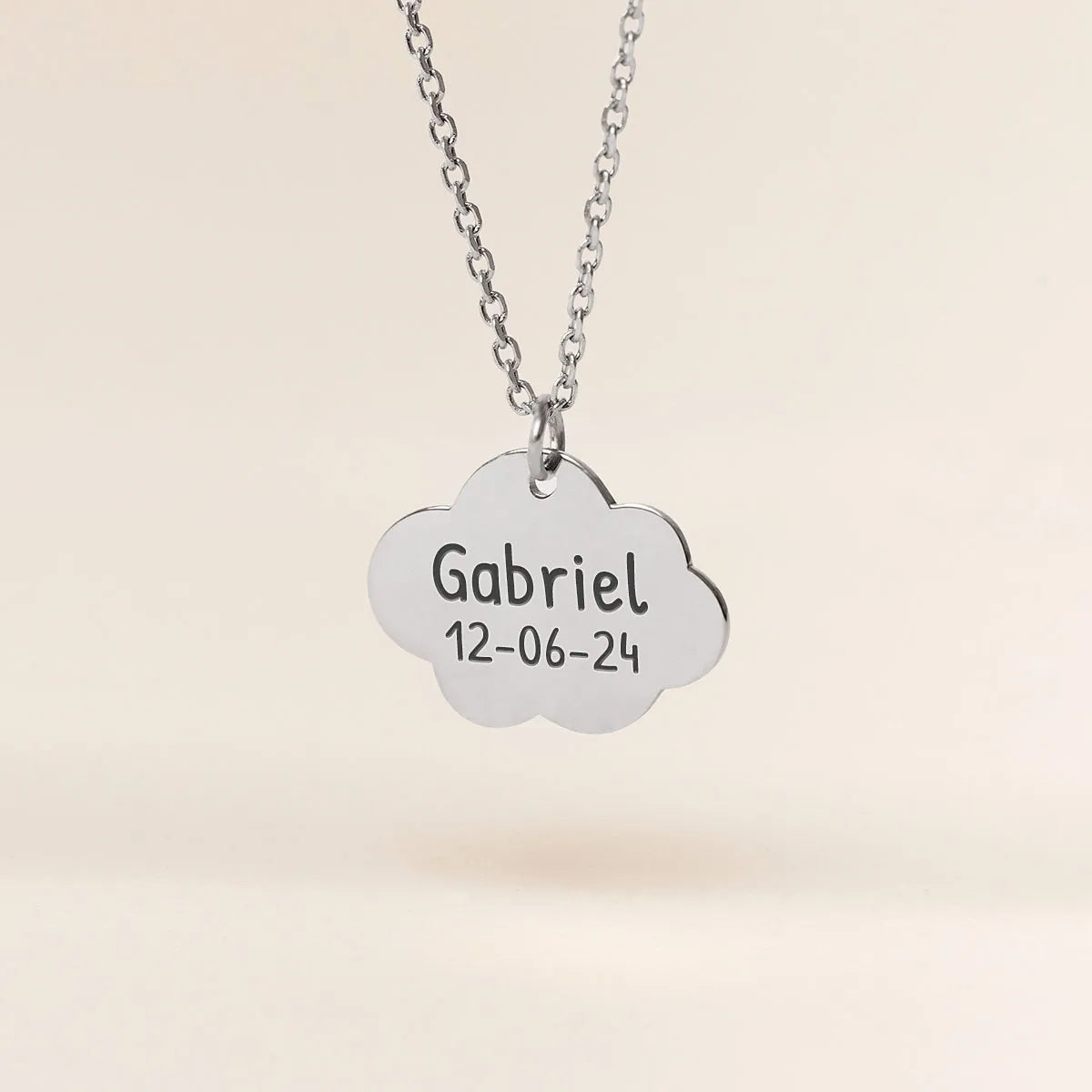 Collier médaille Nuage à personnaliser - Acier