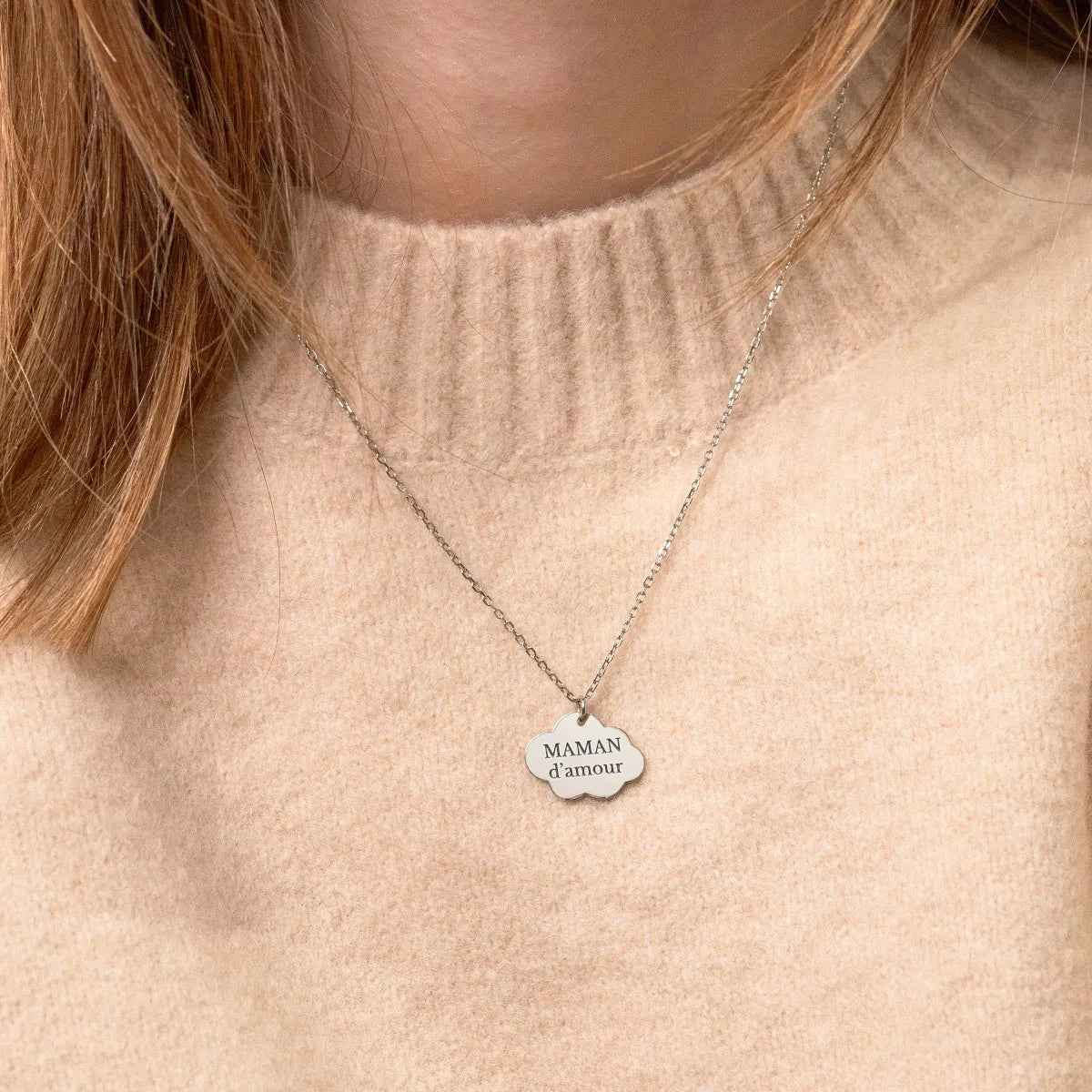 Collier médaille Nuage à personnaliser - Acier