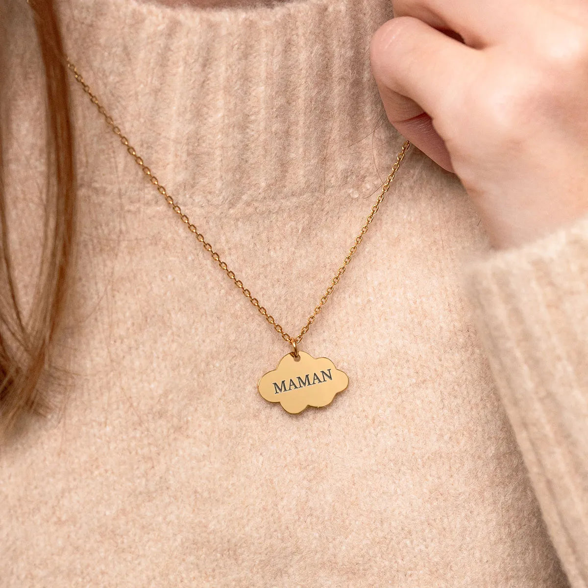Collier médaille Nuage à personnaliser - Doré