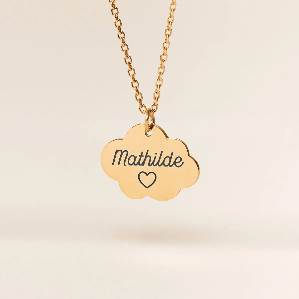 Collier médaille Nuage à personnaliser - Doré