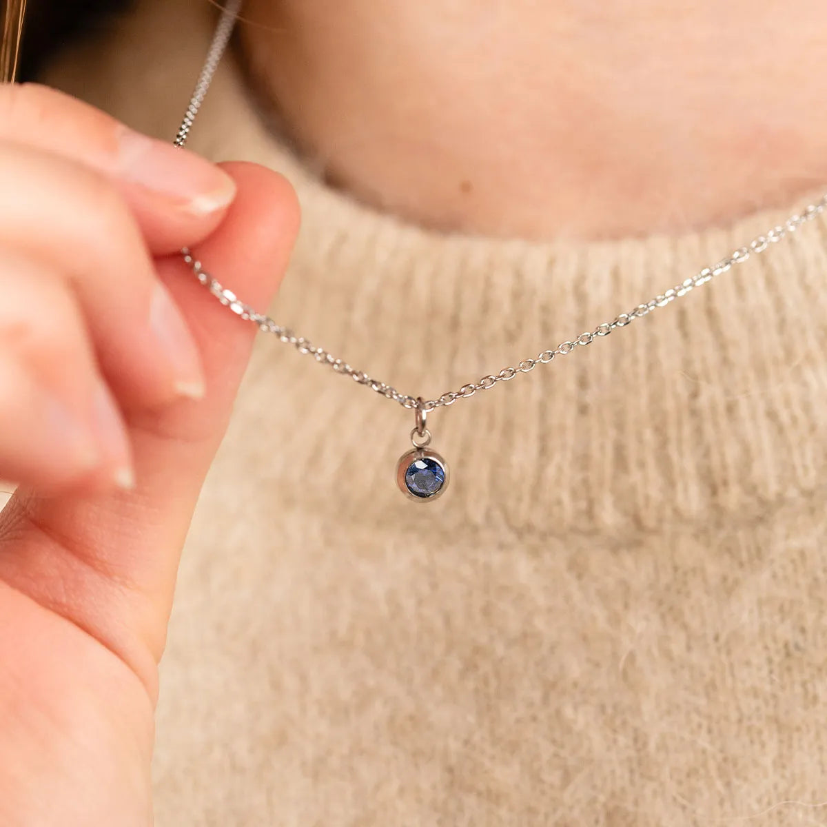 Collier avec pierre de naissance - Acier