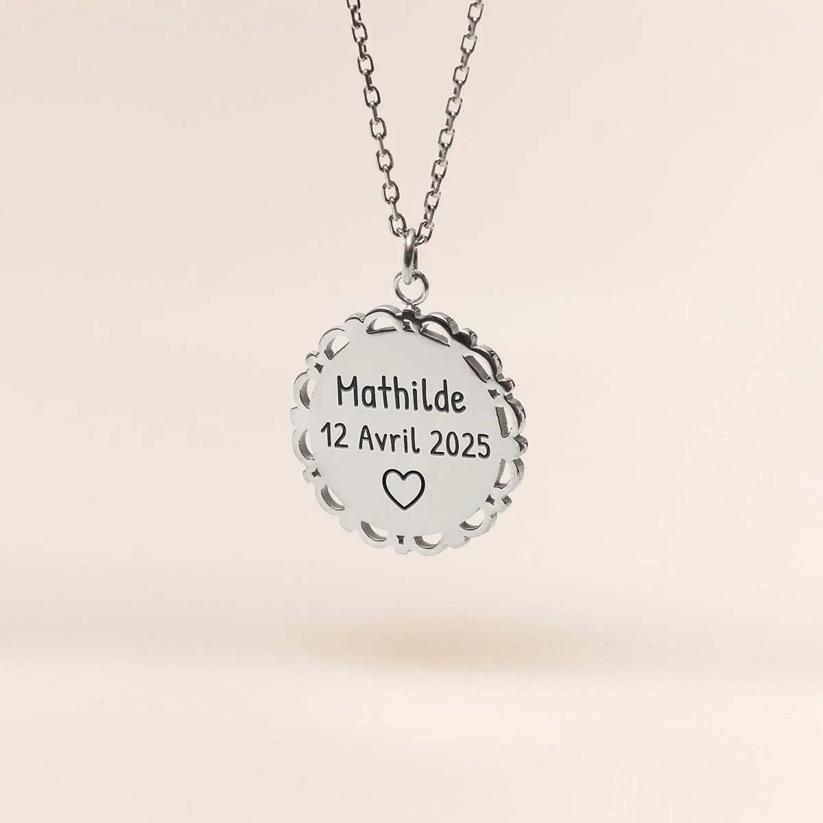 Collier médaille rosace à personnaliser - Acier