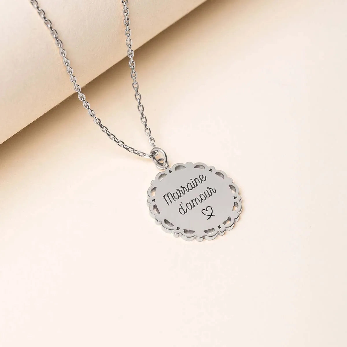 Collier médaille rosace à personnaliser - Acier