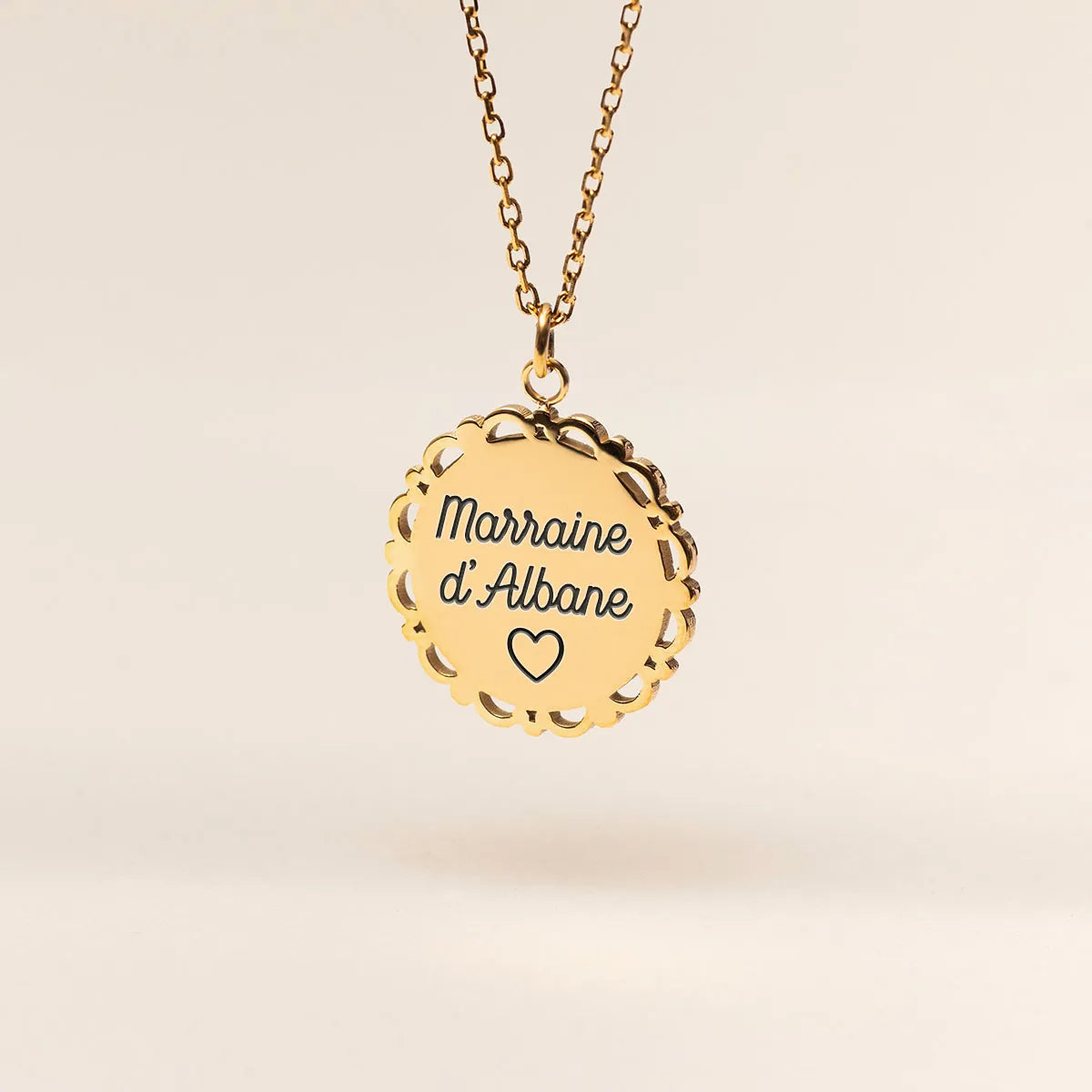 Collier médaille rosace à personnaliser - Doré