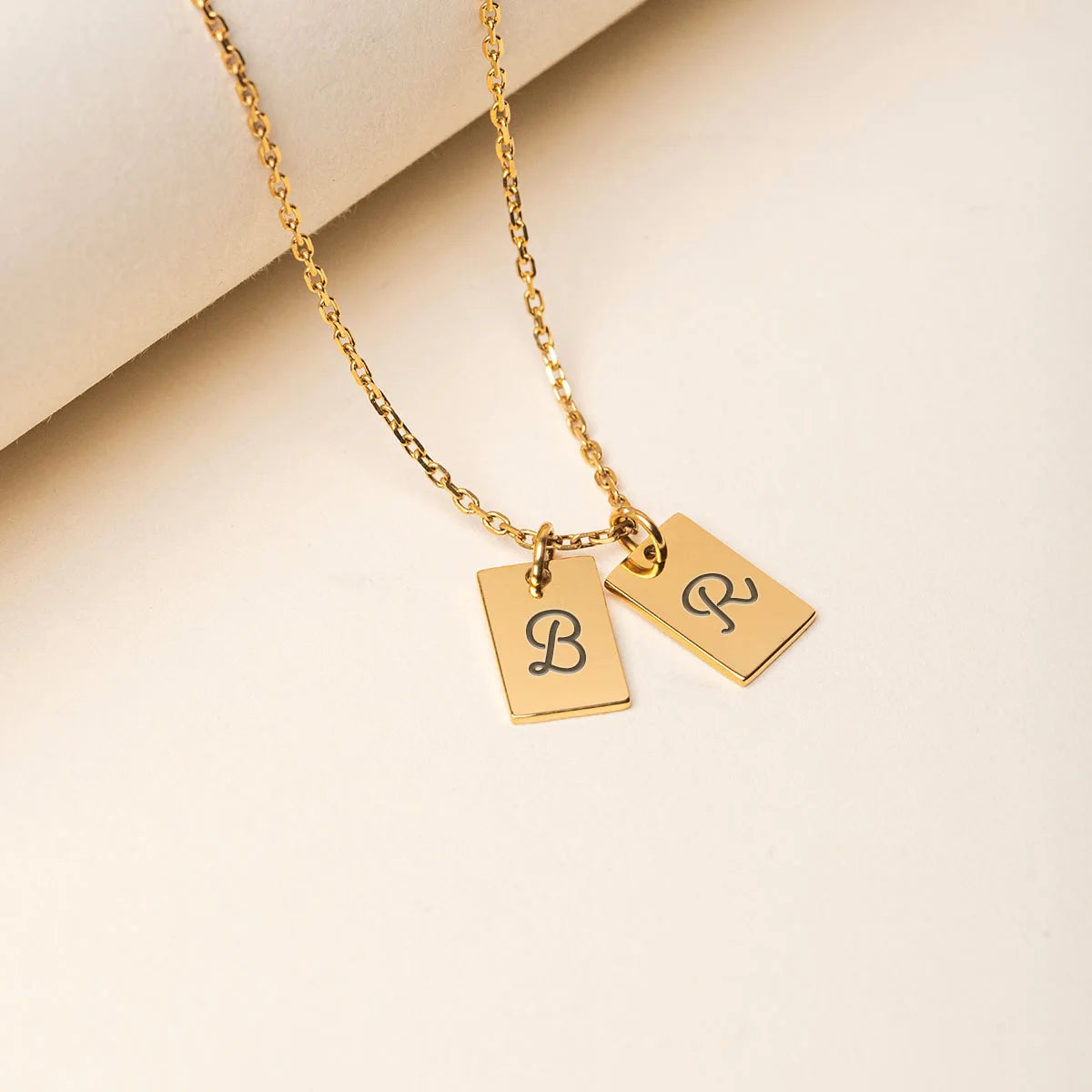 Collier tag à personnaliser - Doré