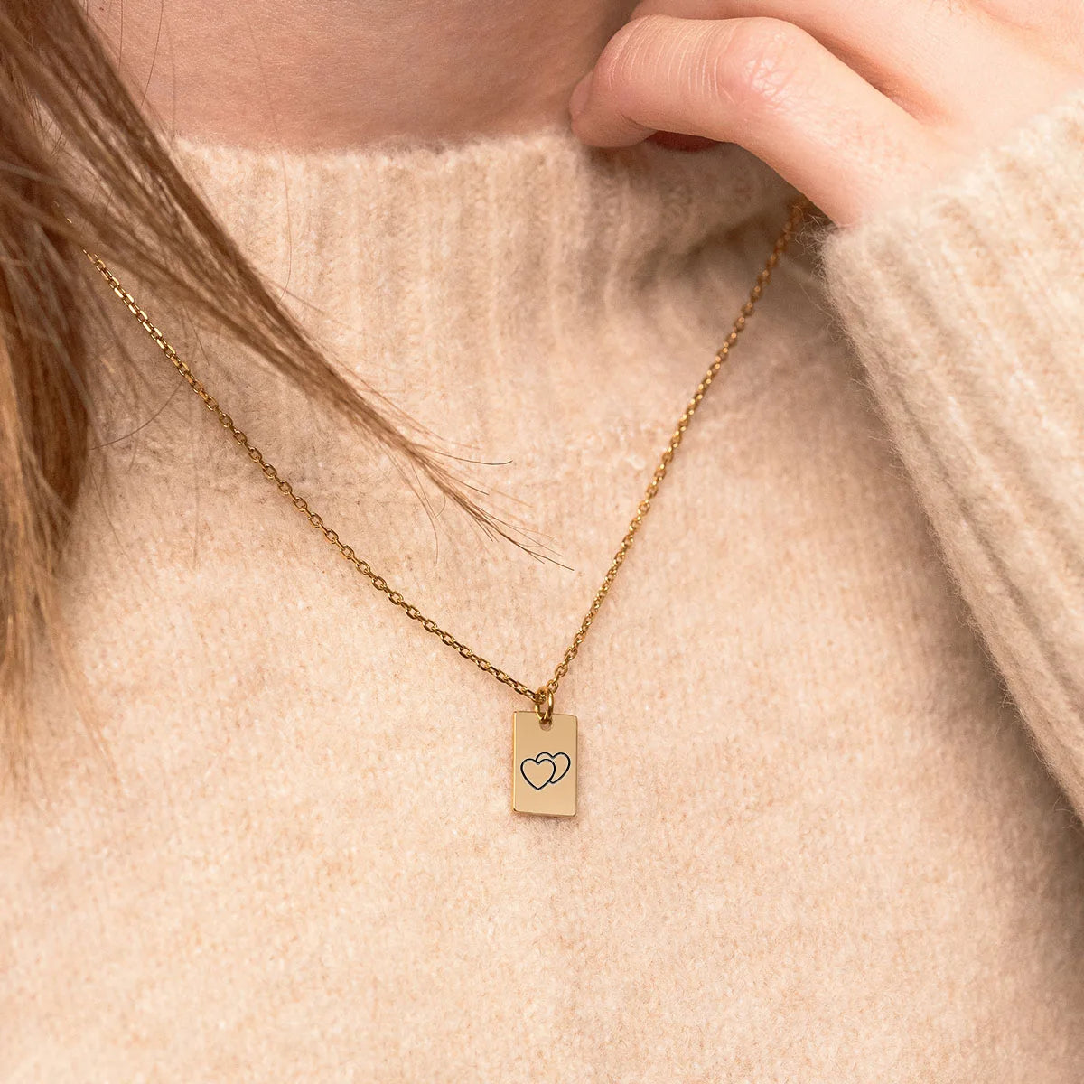 Collier tag à personnaliser - Doré