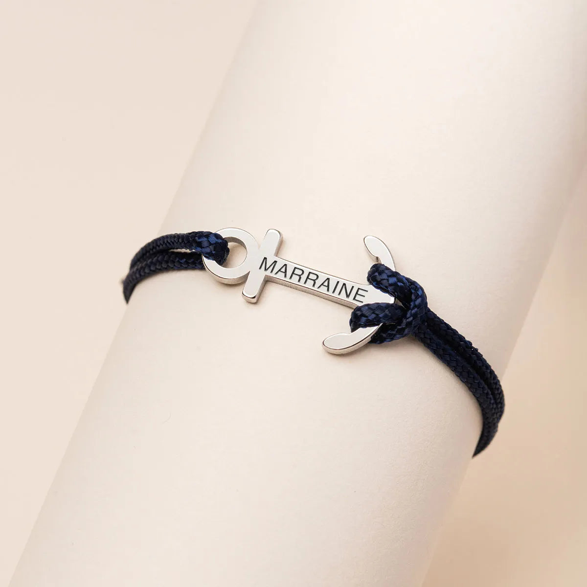 Bracelet femme cordon Ancre à personnaliser - Acier