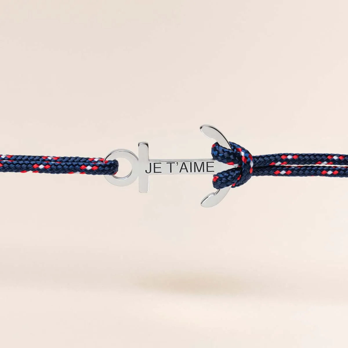 Bracelet femme cordon Ancre à personnaliser - Acier