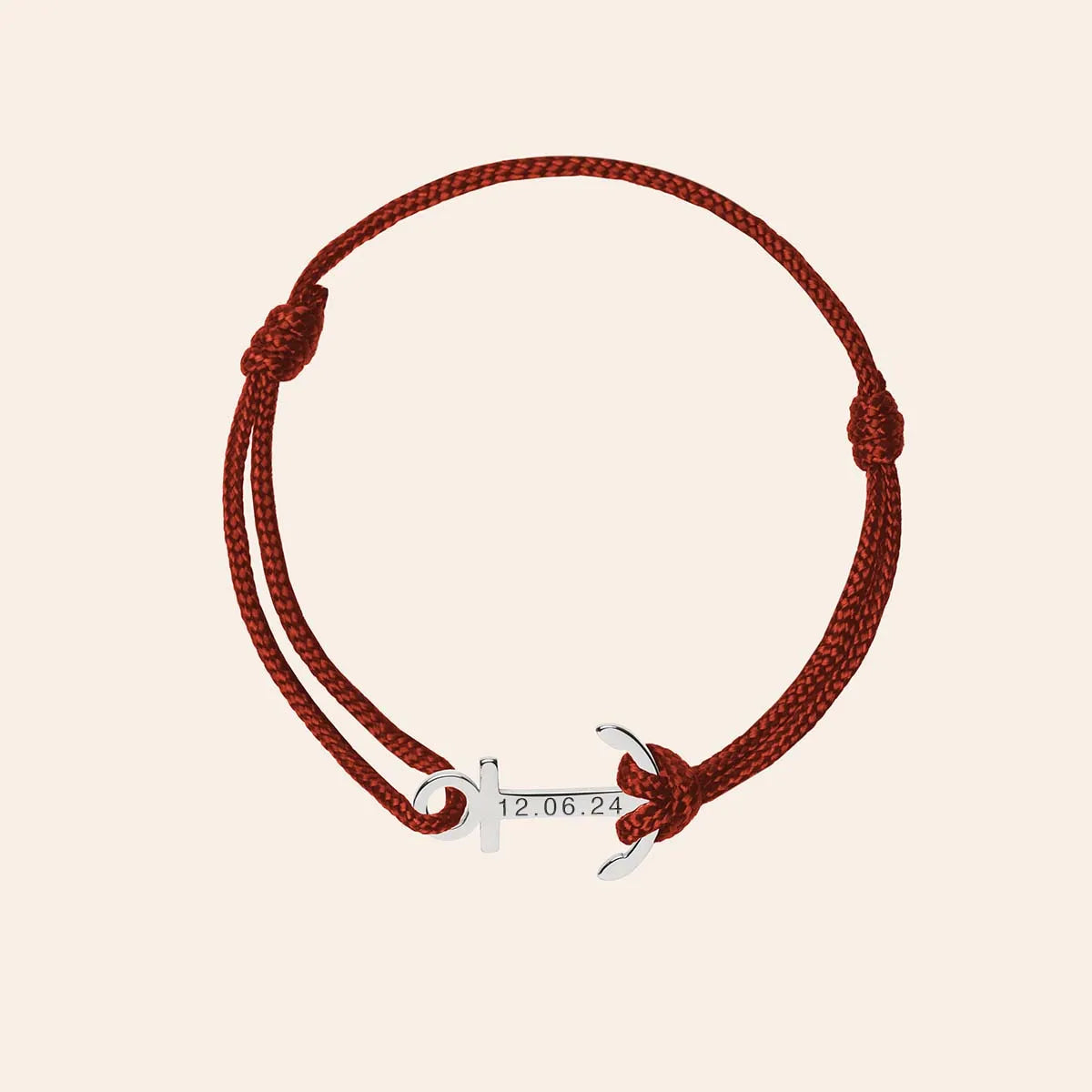 Bracelet femme cordon Ancre à personnaliser - Acier