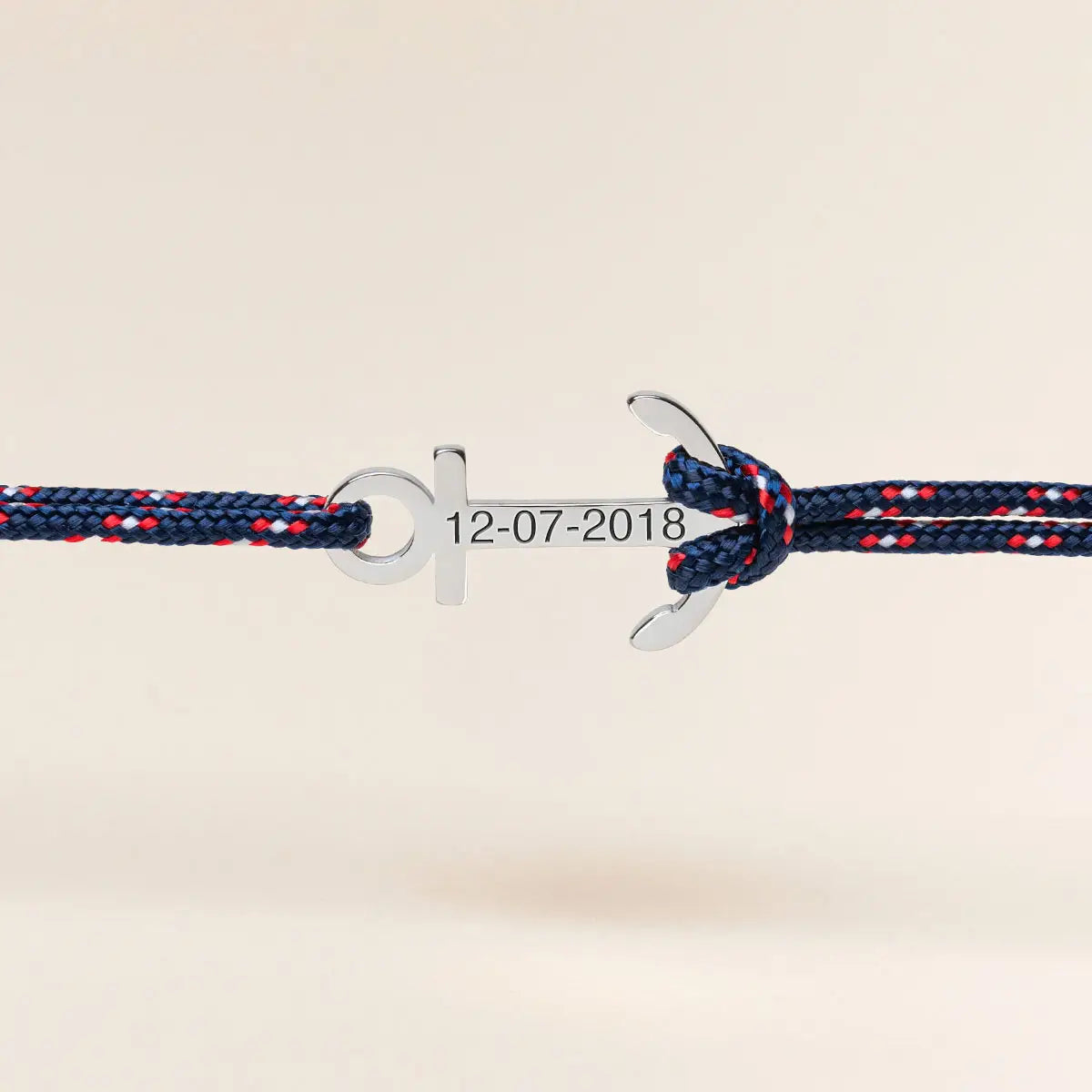 Bracelet cordon Ancre à personnaliser - Acier