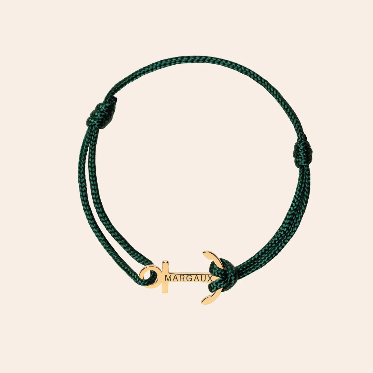 Bracelet femme cordon Ancre à personnaliser - Doré