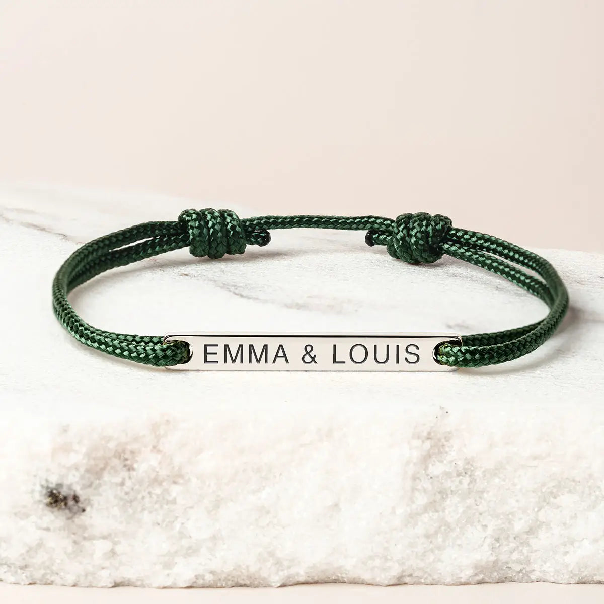 Bracelet cordon barre à personnaliser - Acier