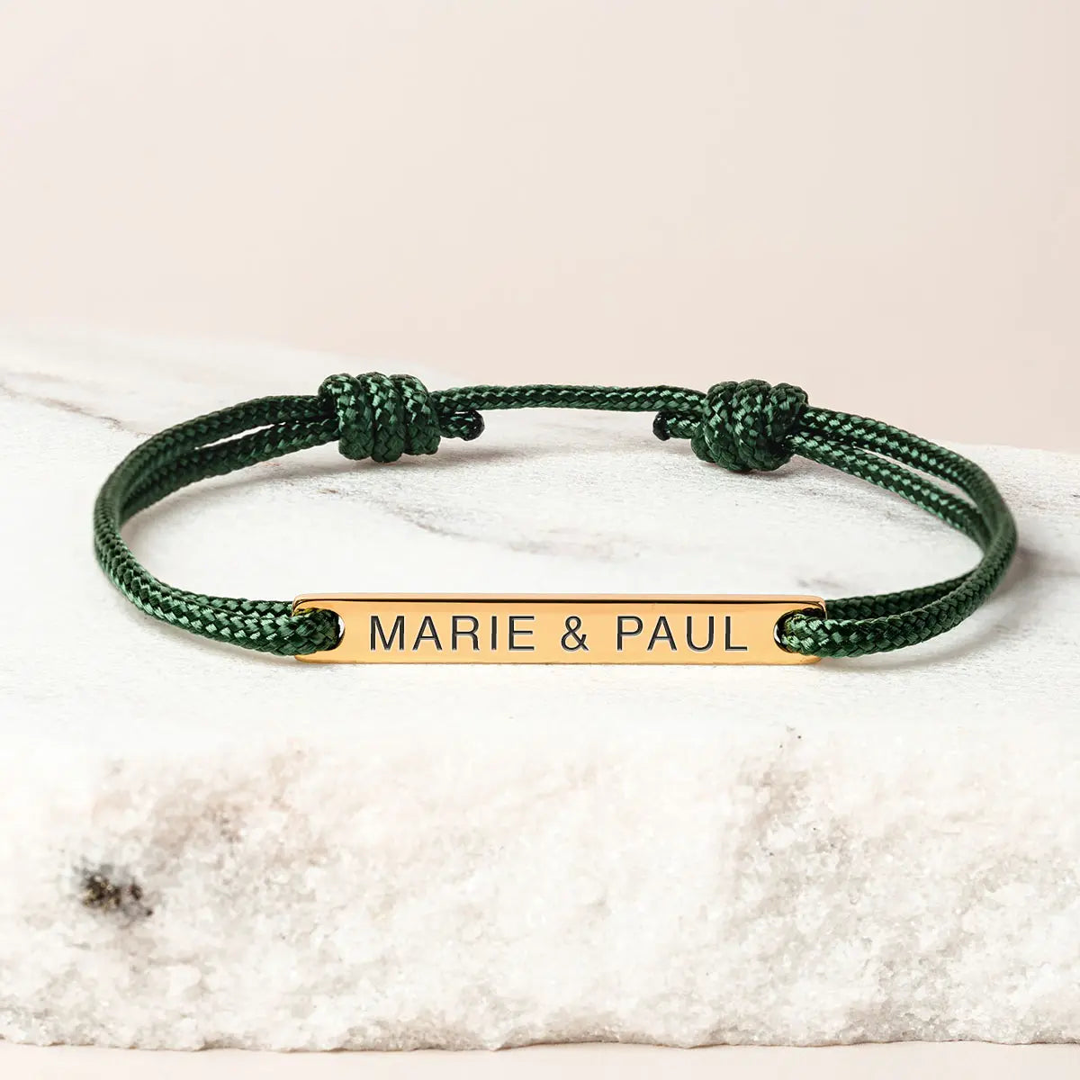Bracelet cordon barre à personnaliser - Doré