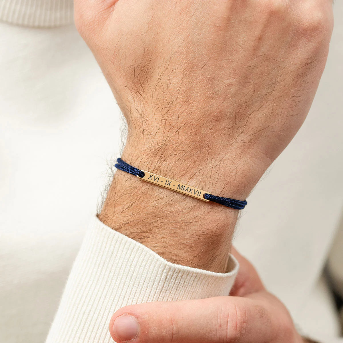 Bracelet cordon barre à personnaliser - Doré