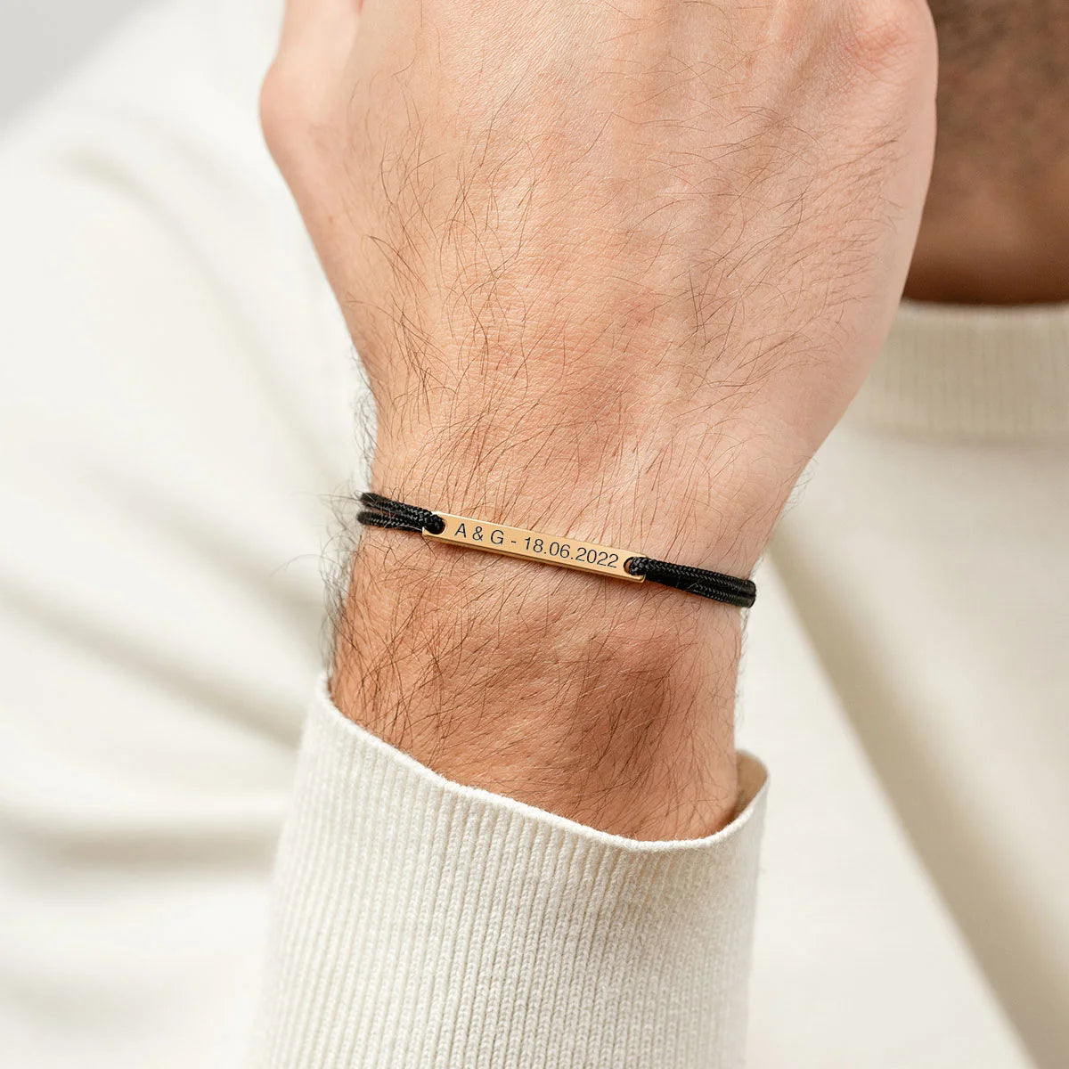 Bracelet cordon barre à personnaliser - Doré