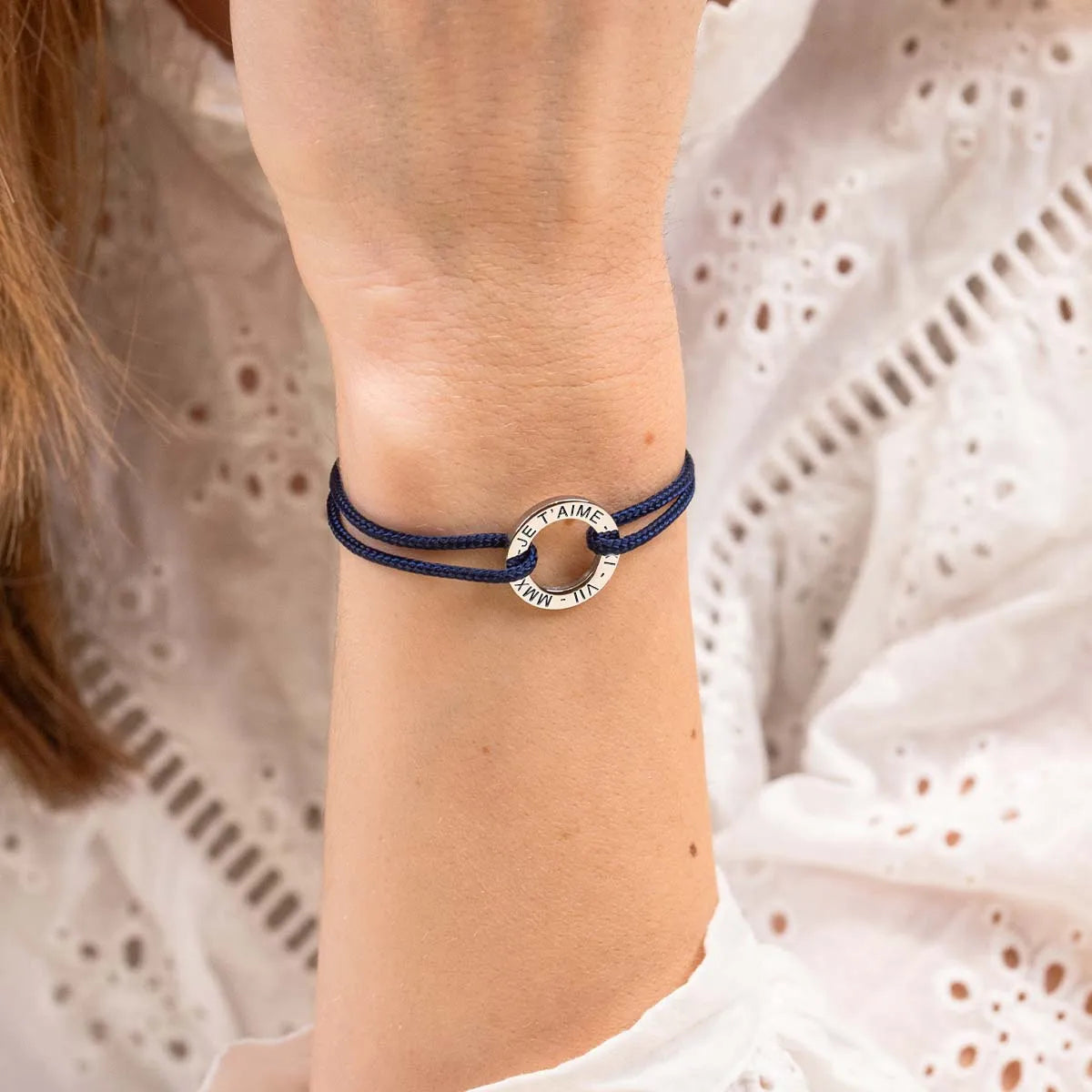 Bracelet femme cordon Cercle à personnaliser - Acier