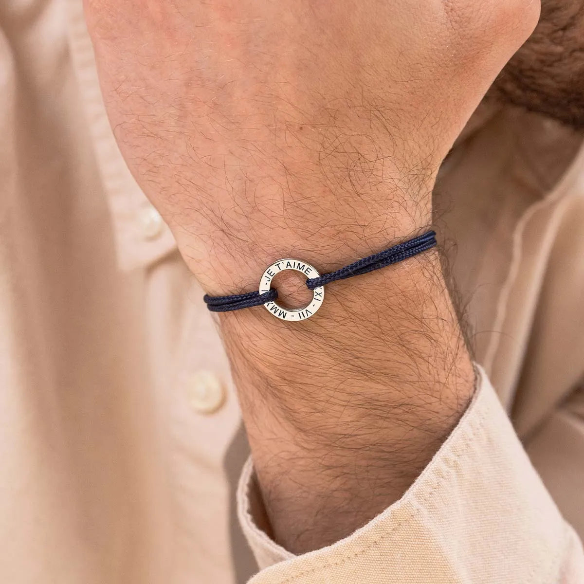 Bracelet cordon Cercle à personnaliser - Acier