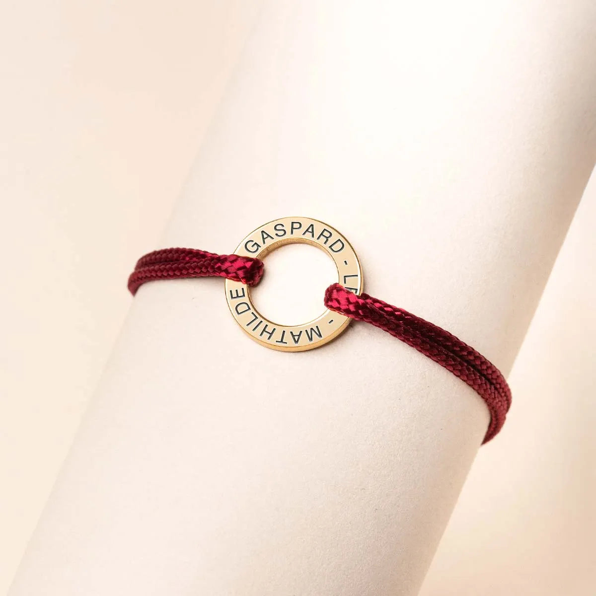 Bracelet femme cordon Cercle à personnaliser - Doré