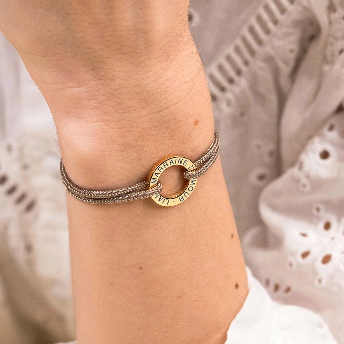 Bracelet femme cordon Cercle à personnaliser - Doré