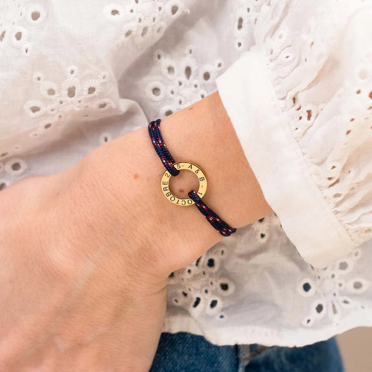 Bracelet femme cordon Cercle à personnaliser - Doré