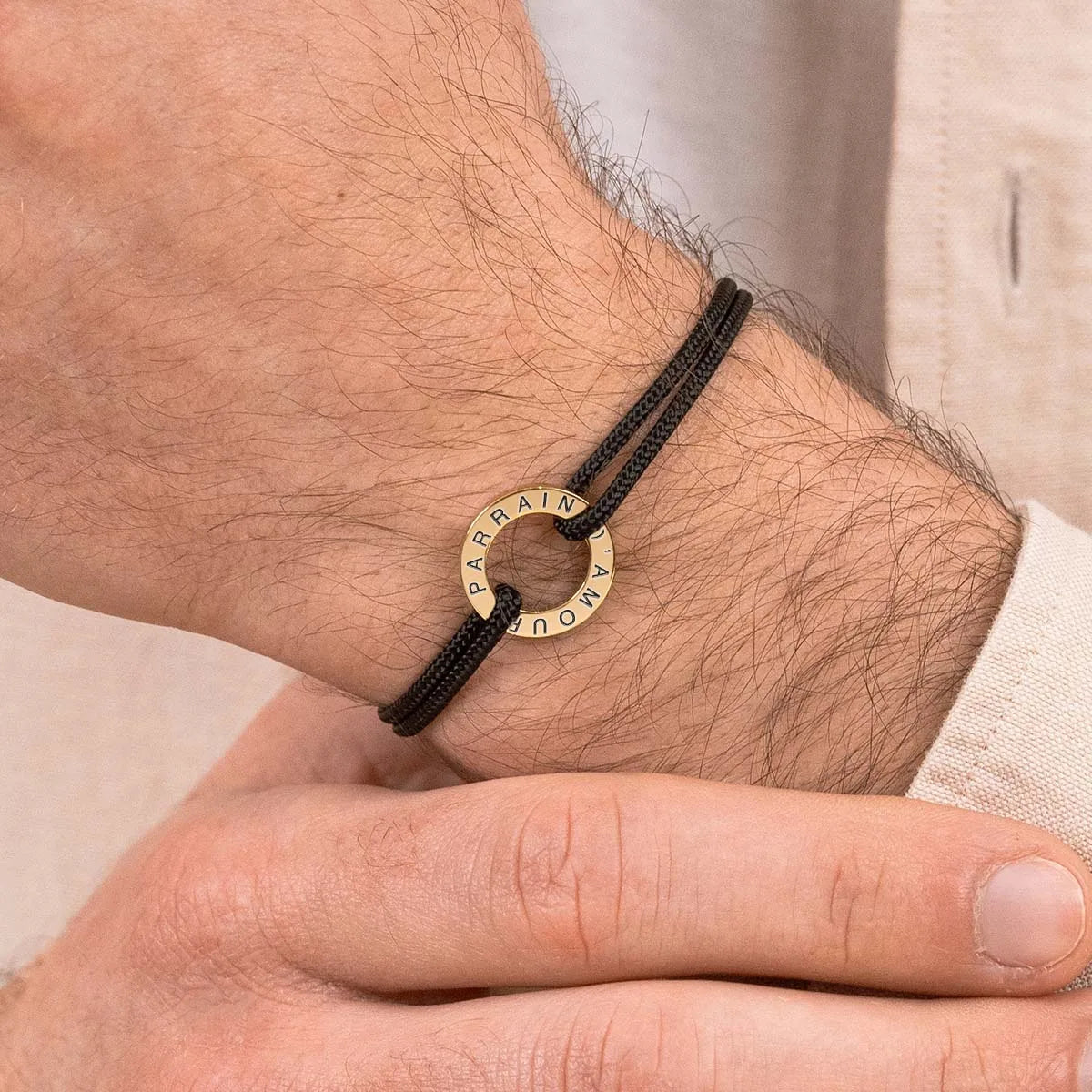 Bracelet cordon Cercle à personnaliser - Doré