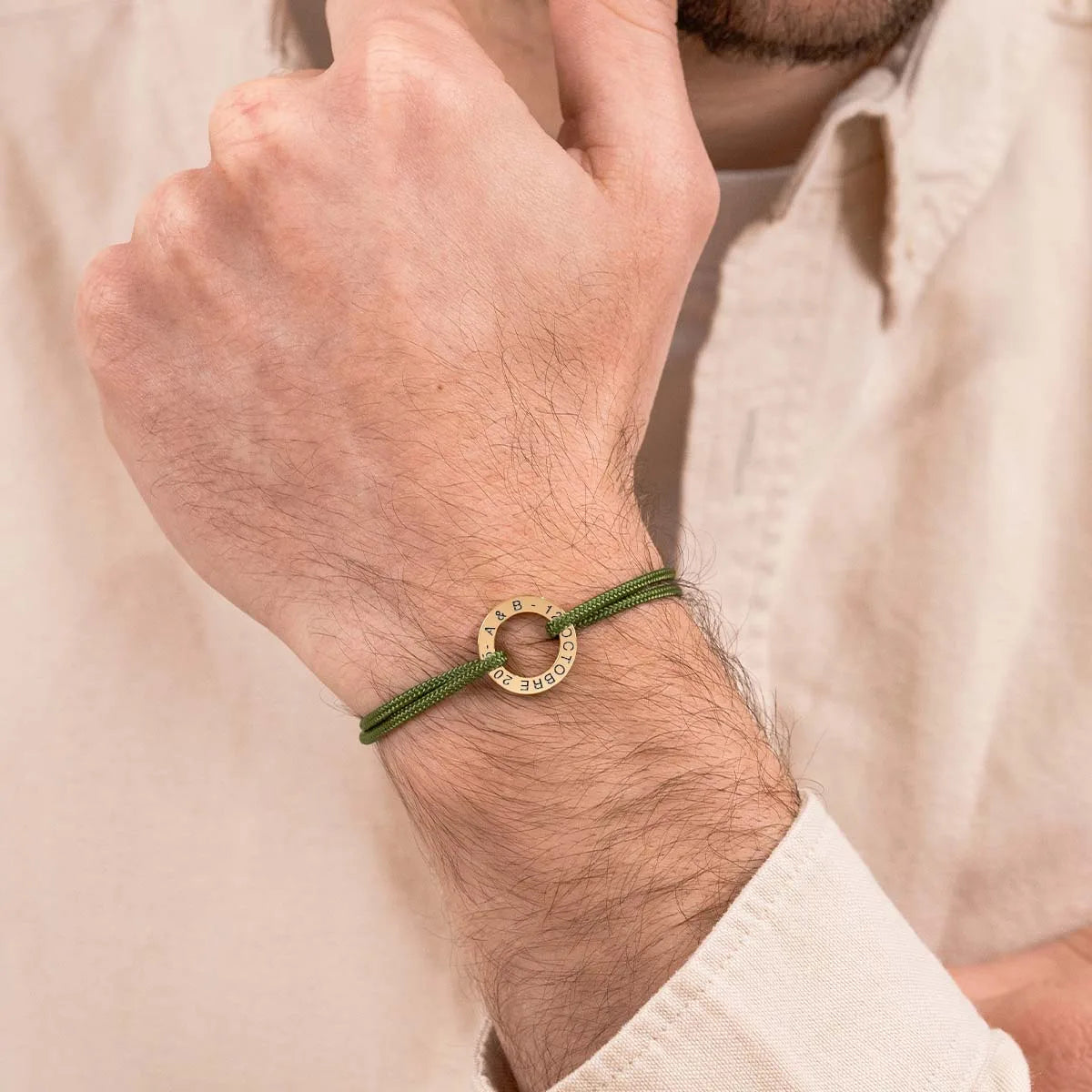 Bracelet cordon Cercle à personnaliser - Doré