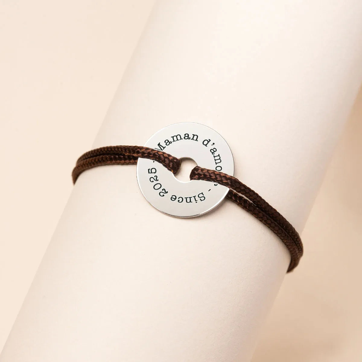 Bracelet femme cordon cible à personnaliser - Acier