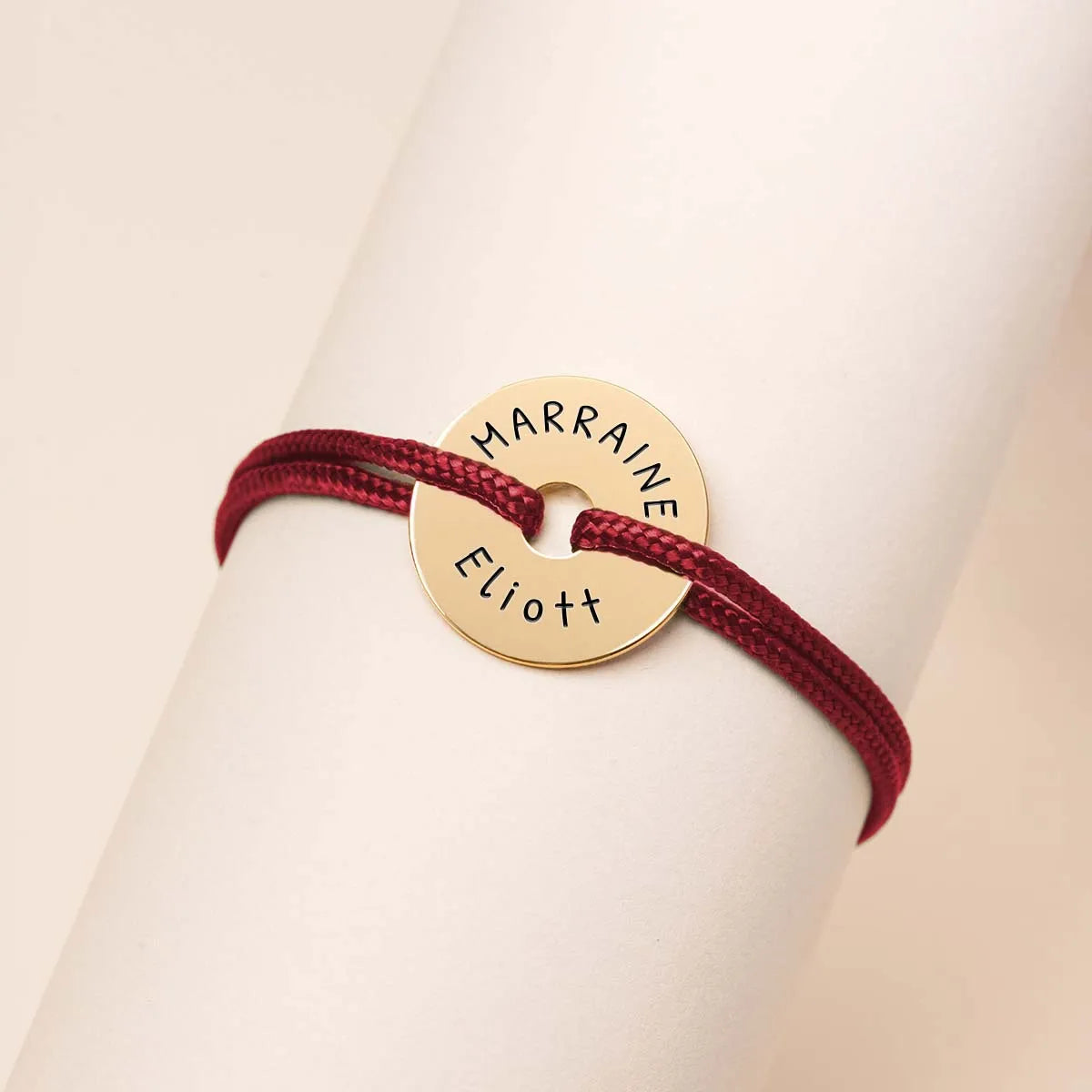 Bracelet femme cordon cible à personnaliser - Doré