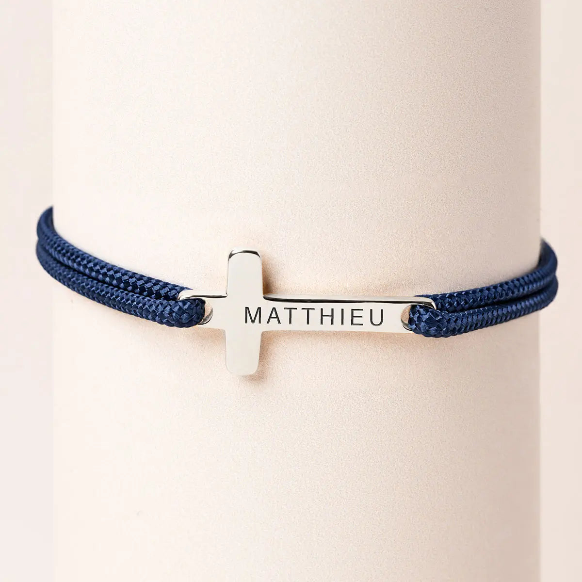 Bracelet cordon croix à personnaliser - Acier
