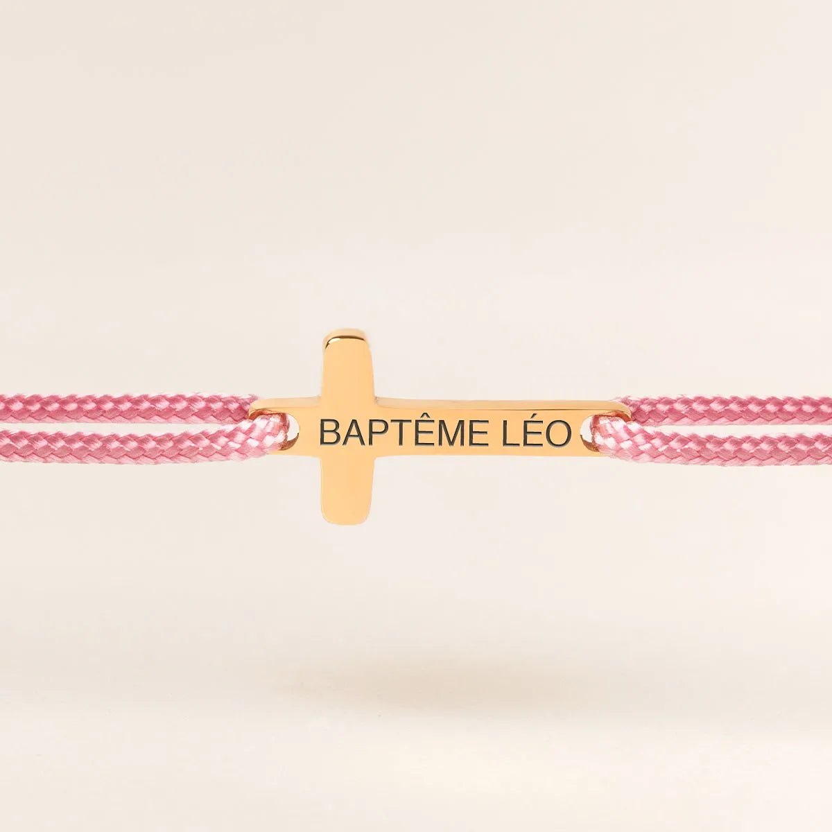 Bracelet croix femme cordon à personnaliser - Doré