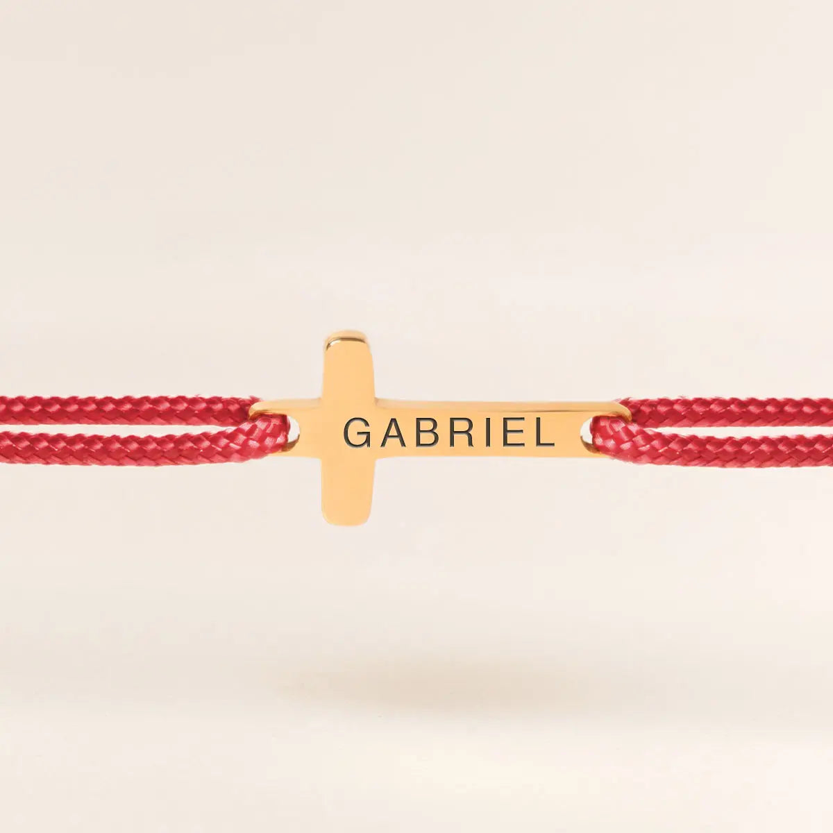 Bracelet cordon croix à personnaliser - Doré