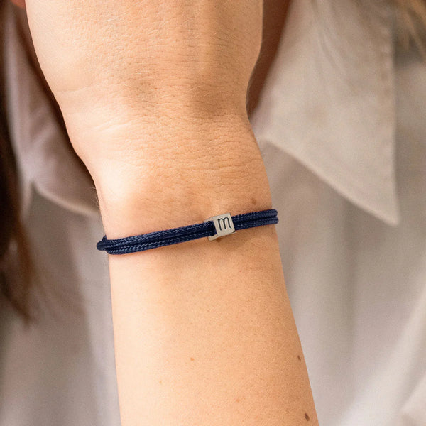 Bracelet femme cordon petit cube à personnaliser - Acier