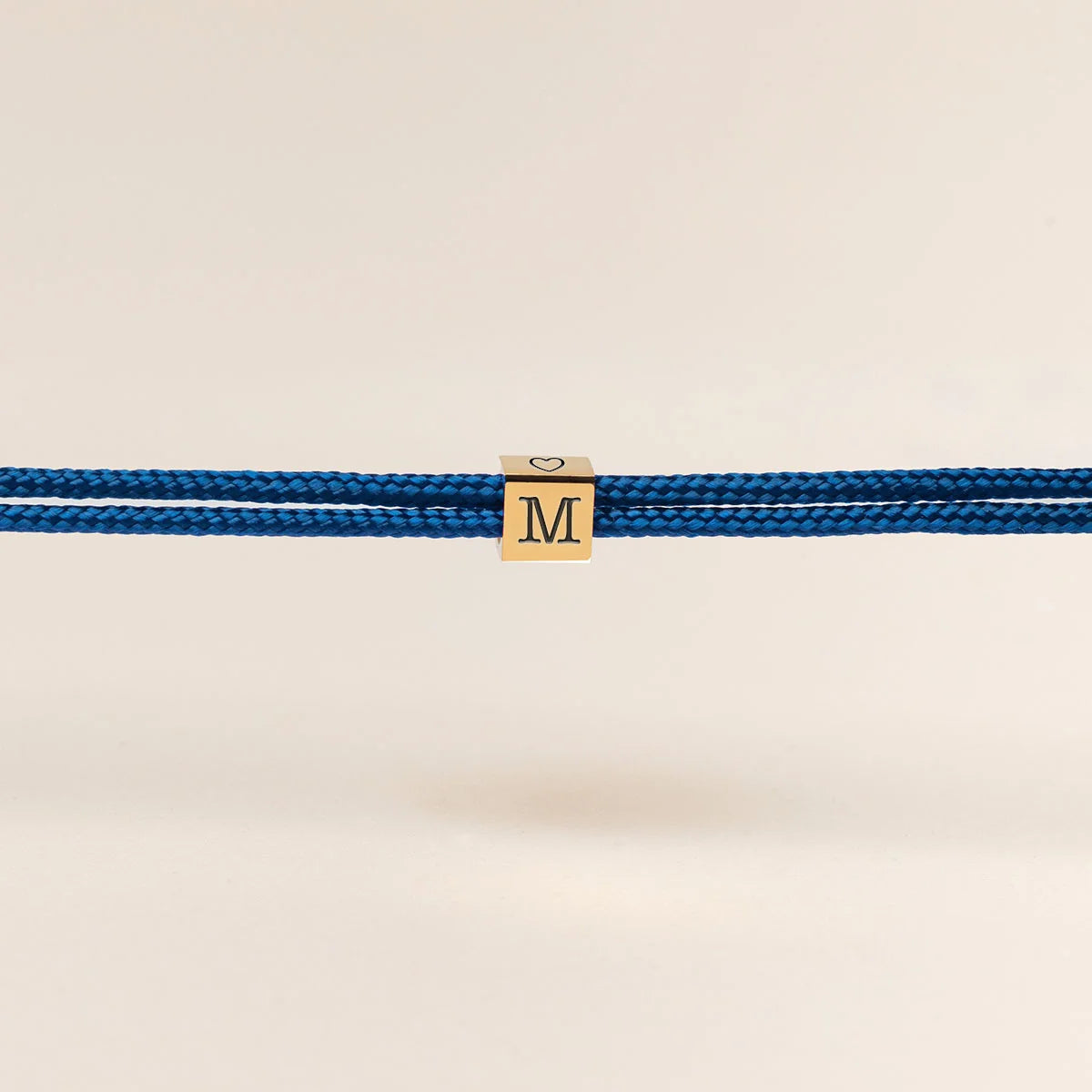 Bracelet femme cordon petit cube à personnaliser - Doré