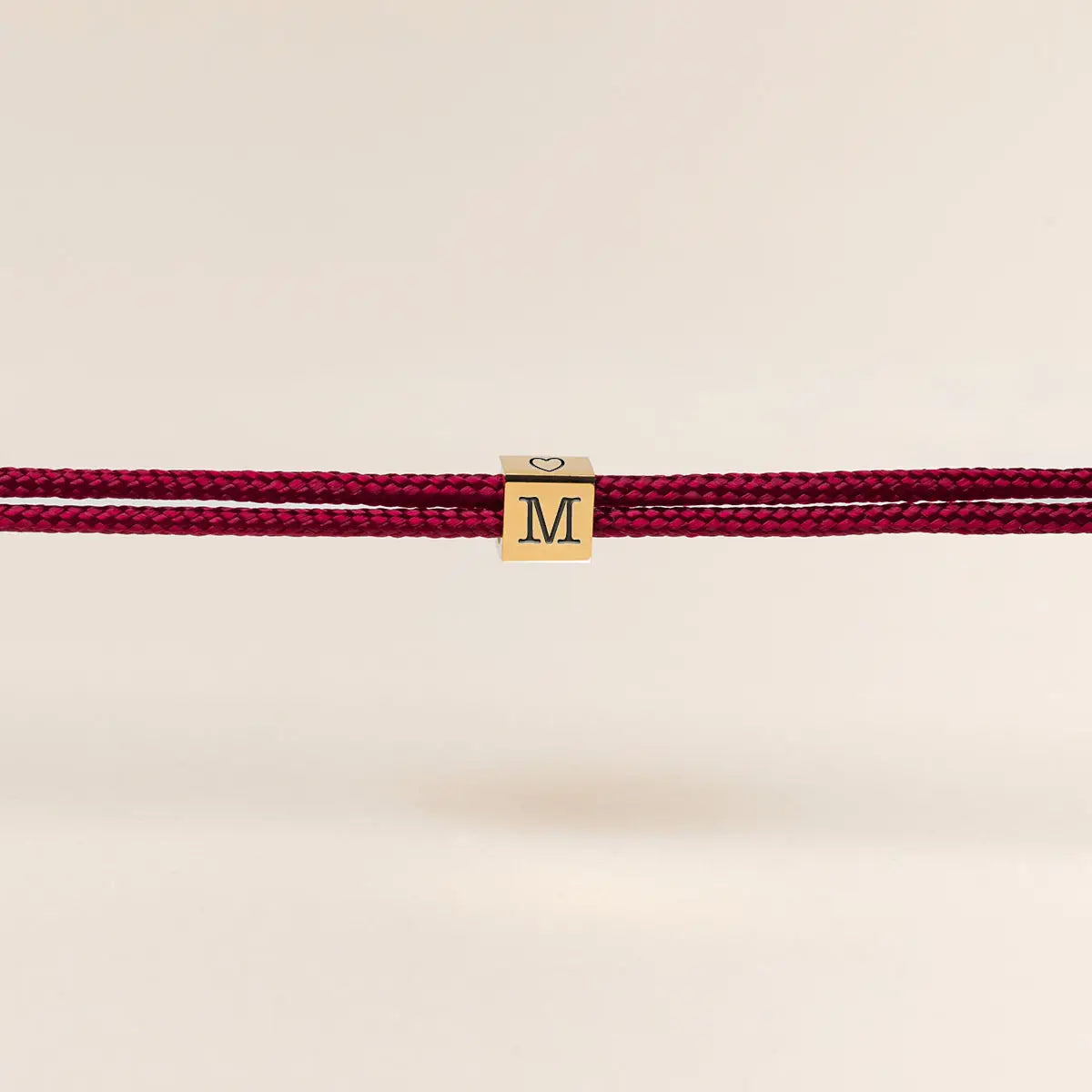 Bracelet cordon petit cube à personnaliser - Doré