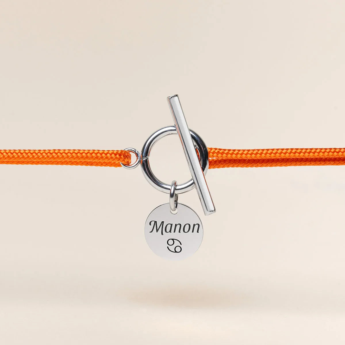 Bracelet femme cordon Fermoir et médaille à personnaliser - Acier