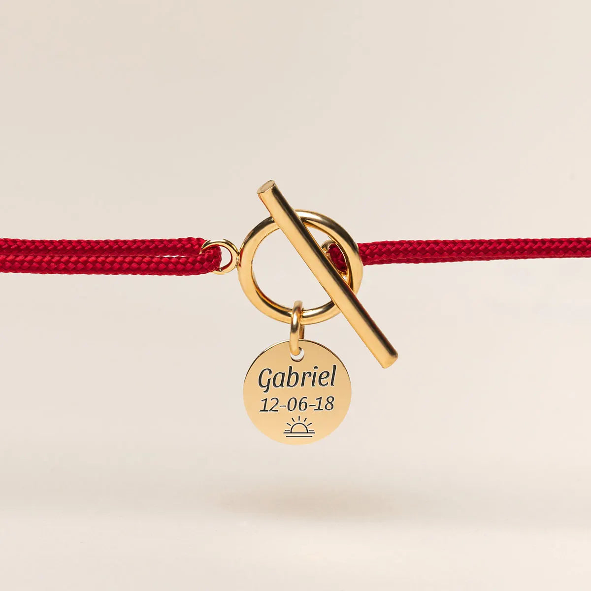 Bracelet femme cordon Fermoir et médaille à personnaliser - Doré