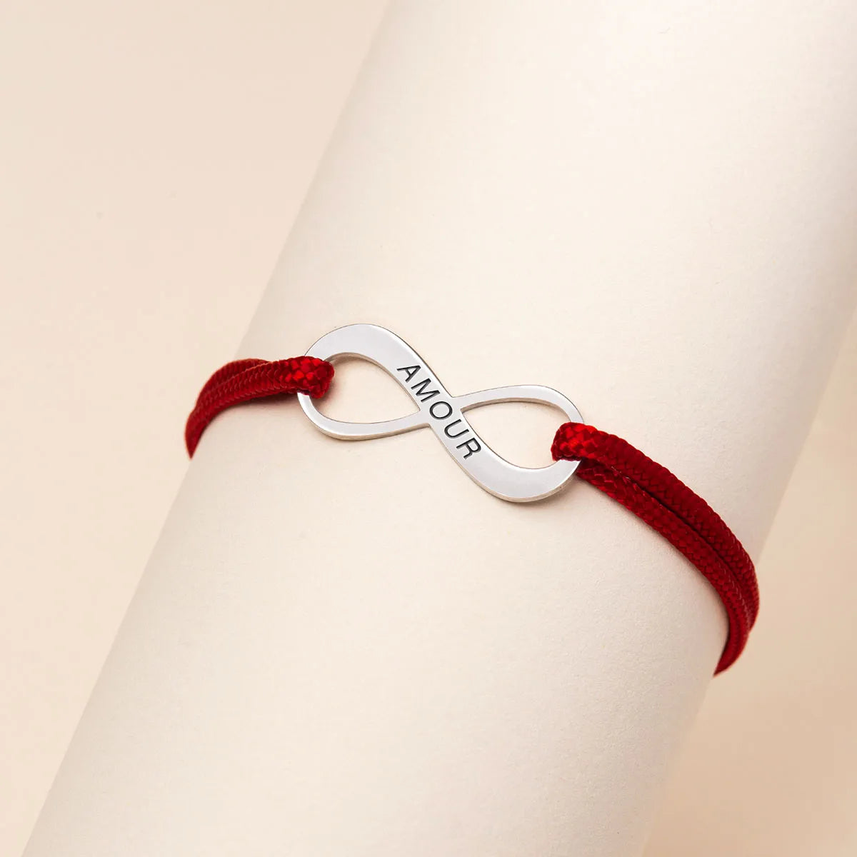 Bracelet femme cordon médaille Infini à personnaliser - Acier