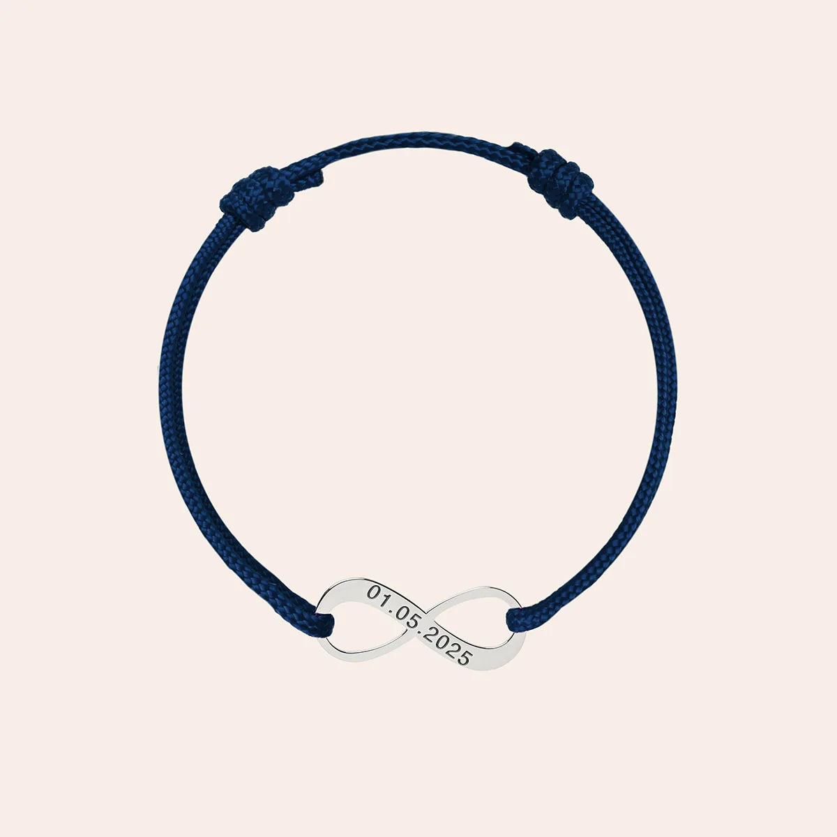 Bracelet femme cordon médaille Infini à personnaliser - Acier