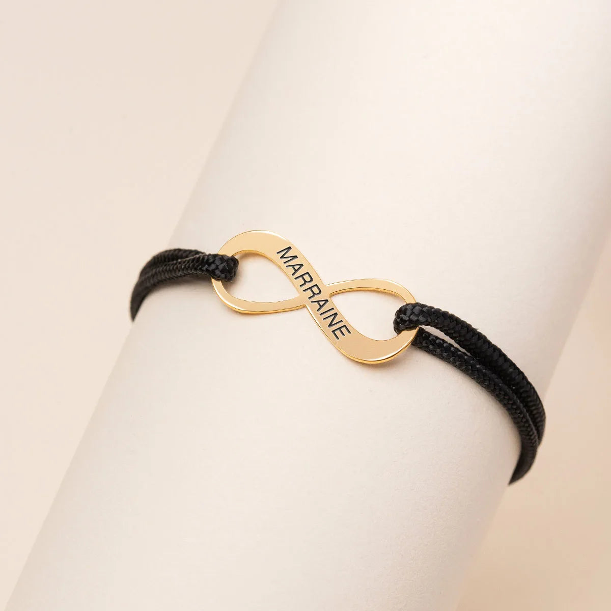 Bracelet femme cordon médaille Infini à personnaliser - Doré